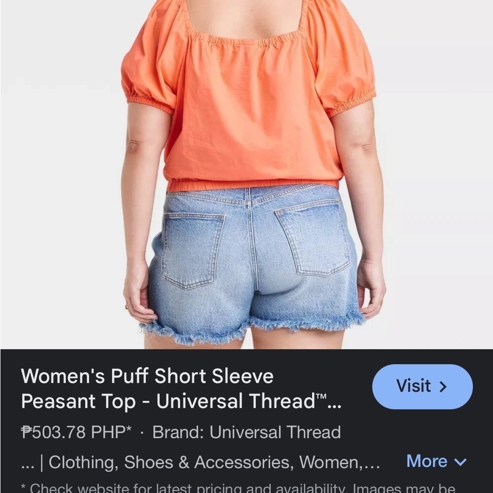 Orange Puff Sleeve Top - Picture 3 of 4
